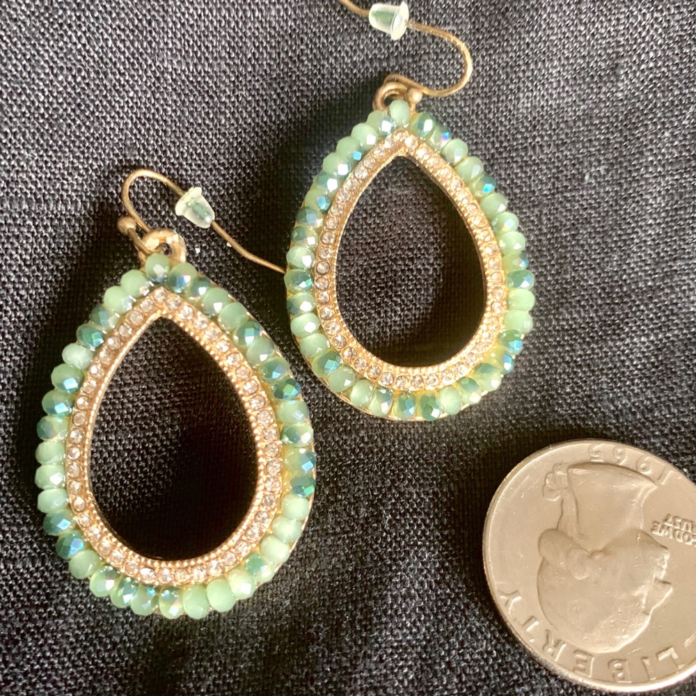Mint green and gold earrings